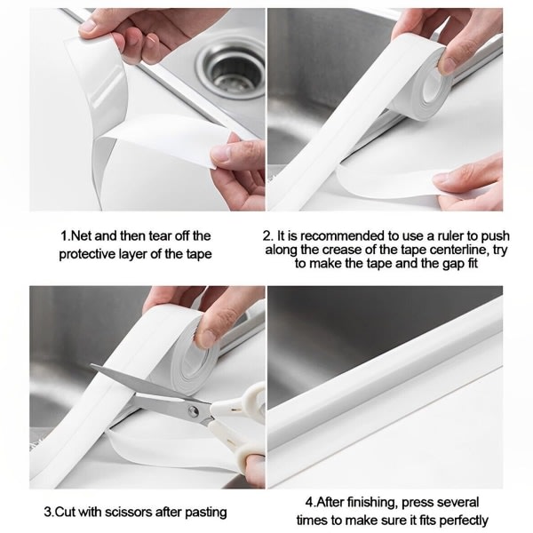 1 rulle (hvid) tætningsliste PVC selvklæbende tætningsbånd, Decorat