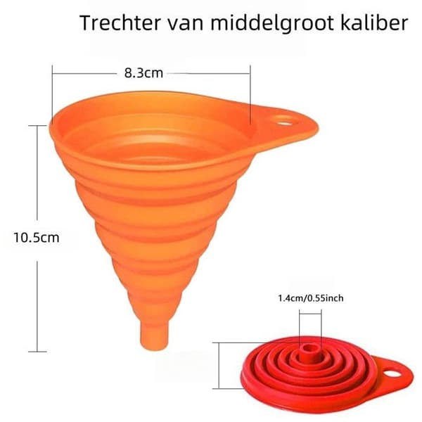 Køkkentragtsæt - Lille og Stor - Køkkentilbehør - Sammenfoldelig - Fødevaregodkendt Silikonetragt - Til ...