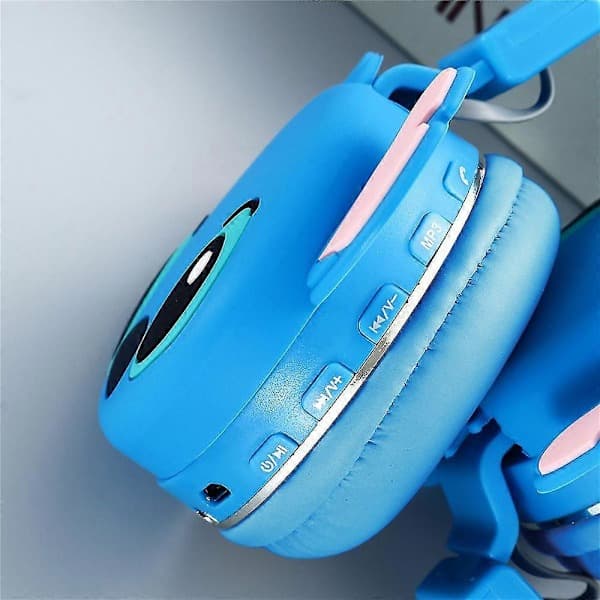 Disney Lilo & Stitch Trådlösa Bluetooth Hörlurar för Barn, Vikbara, Mjuka Öronkuddar Blå