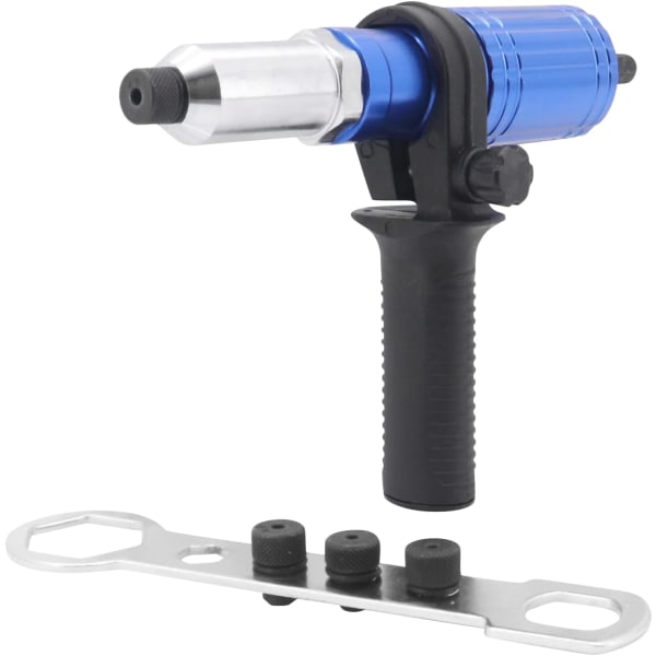 Blå elektrisk nitpistoladapter med handtagsgrepp Nitborrtillbehör Nitande handverktygsinsatsmutter