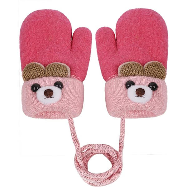 Toddler Magic Stretch Mittens Tjocka Plyschfodrade, Vinter Baby Boys Girls Stickade Vantar Varma Fluffiga Hel Fingerhandskar Kallt Väder Skidhandskar