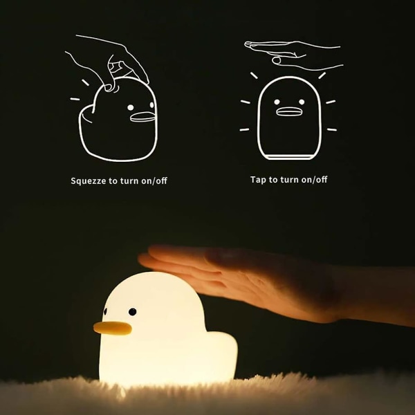 Ipalmay Home Night Lights til børn Usb genopladelige lamper, Abs+pc sengelampe til amning, Touch Control & timerindstilling, White Duck