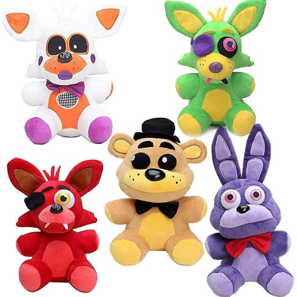 Foxy The Pirate + Nightmare Bonnie + Freddy Fazbear + Chica Set Five Nights At Freddy's Plush Set Fnaf Plys Fnaf Toys Søstersted for børn green