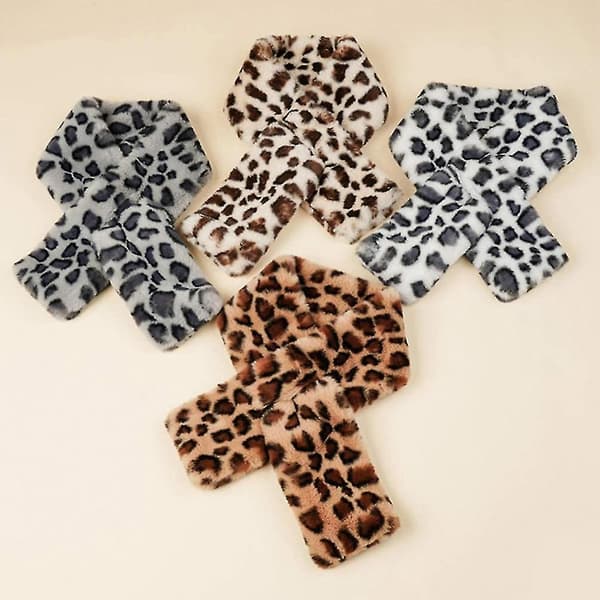 Faux pels krage skjerf pull-through skjerf hull i skjerf leopard skjerf nakke trekning