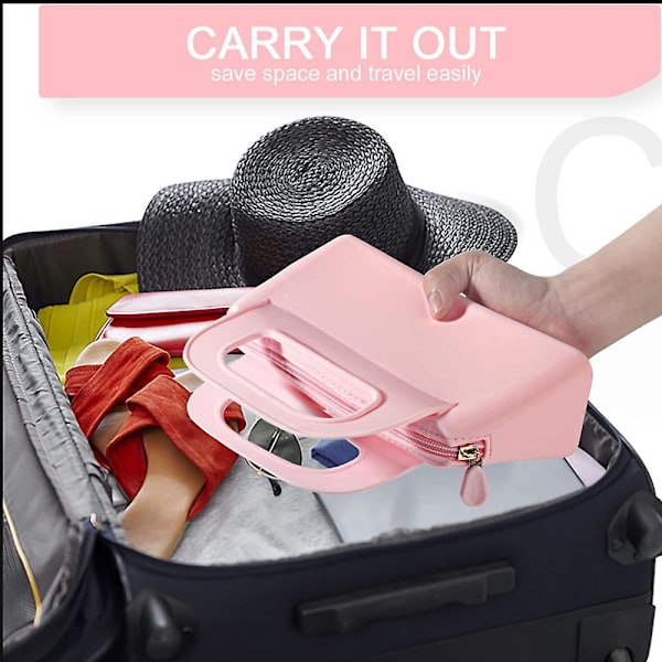Kätevä silikoninen kosmetiikkalaukku, silikoninen kolikkopussi Pink