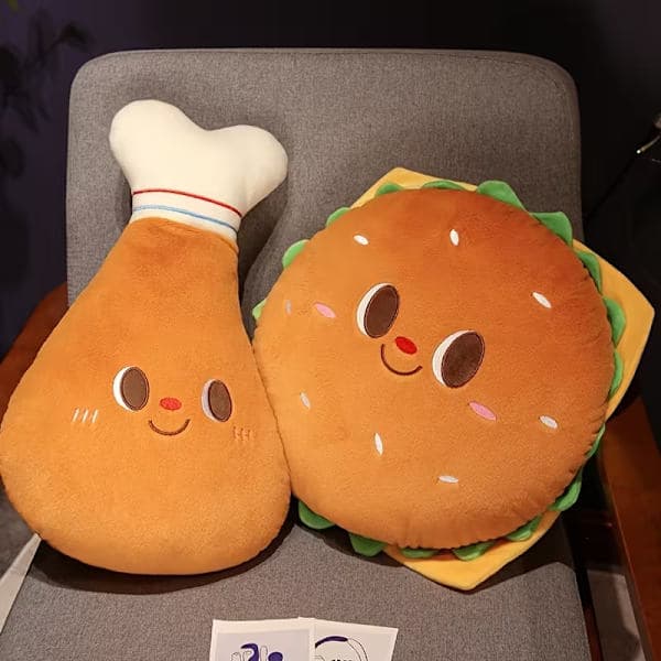 Hamburgerformede puder og kæledyrslegetøj, der ligner kyllingelår. Stil B (28CM)