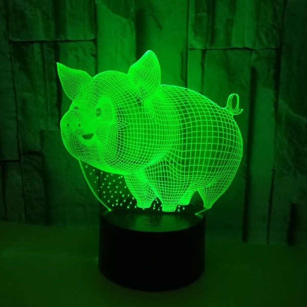 Justup Pig Nattljus 3d Illusion Lampa Touch 7 färger Ombyte Sängrum Inredning Flicka Barn Födelsedagspresent Leksaker Grisar Presenter