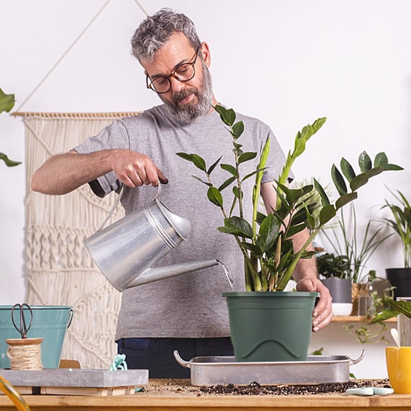 3 stk. Plastplantepotte med underskål, Rodkontrol Planteskolefrøplante Plantekasse Dekorativ Have Blomsterpottebeholder Grøn til Indendørs Udendørs Bonsai Planter 16CM Diameter