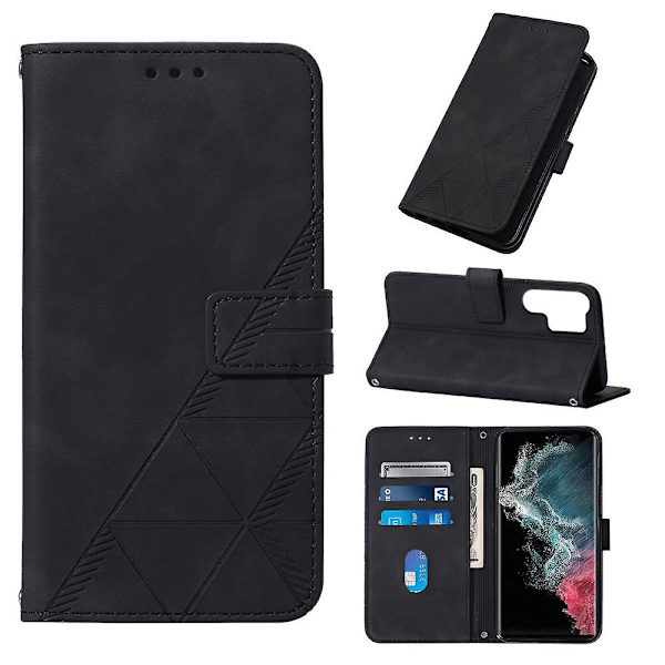 Kotelo Samsung Galaxy S23 Ultra 5g:lle, Rannehihna, Kaulahihna, Puhelinlompakko, Magneettinen Nahkakuori black