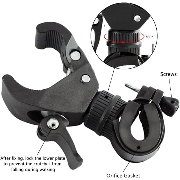 2-pakke stokkeholder for rollator, rullator, stol - Universelt tilbehør