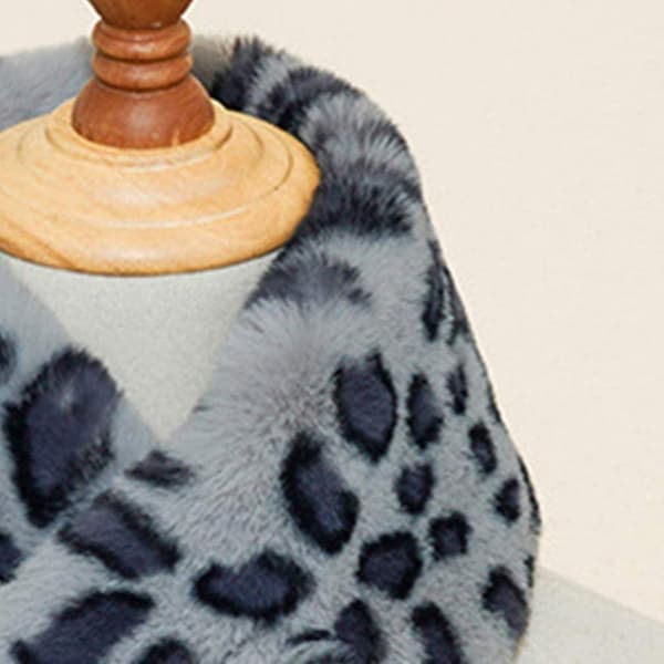 Faux pels krage skjerf pull-through skjerf hull i skjerf leopard skjerf nakke trekning