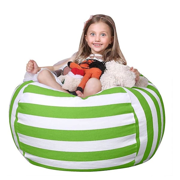 Oppbevaringssekk for kosedyr - Bean Bag-stoltrekk for barn 24 inches Green lines