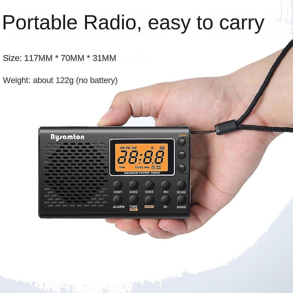 Täyskaistainen Fm Am Sw Kannettava radio Stereo digitaalinen näyttö Kaksikäyttöinen manuaalinen Fm-radio