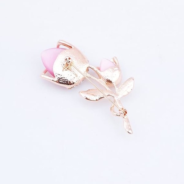 Tulip Blomster Guld og Sølvbelagt Rhinestone Brosche Pin til Kvinder Damer Festival Gave