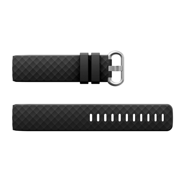 INF Fitbit Charge 3/4 armbånd silikon svart/sølv (L)