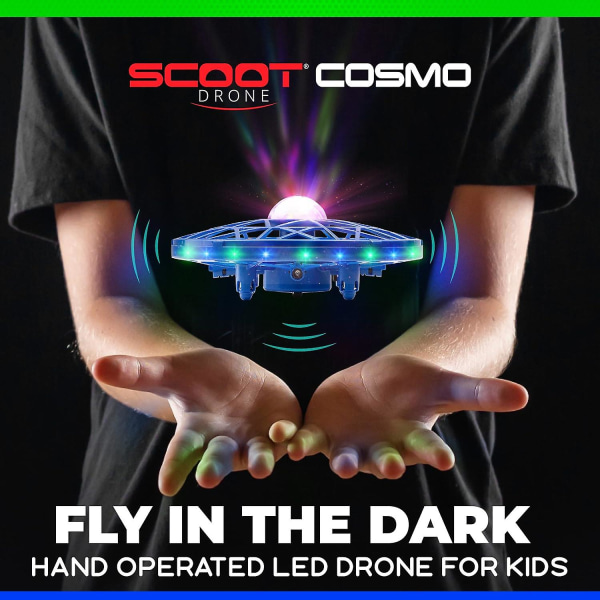 Scoot handstyrd drone för barn eller vuxna - handsfree-sensor mini drone, inomhus liten Ufo-leksak flygande drone (blå)