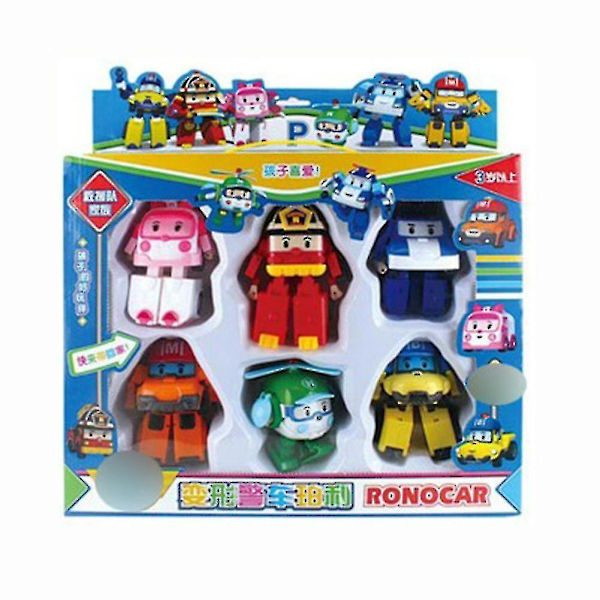 Rion 6 in 1 korealainen animaatiopiirretty Robocar Poli -muuntorobottiautolelusetti 83168-9
