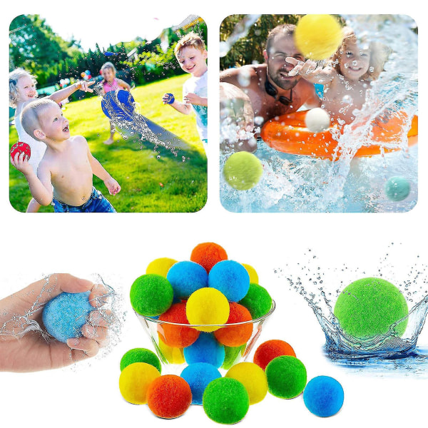 10 stk Gjenbrukbare vannballer, nyhet og morsomme vannleker, badeballer, absorberende bomullsballer Green