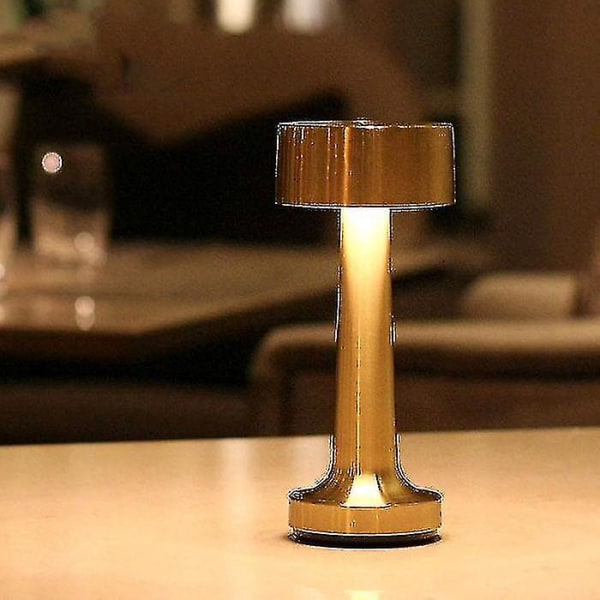 Berøringsfølsom bordlampe med oppladbart batteri (gullfarget) (hy)