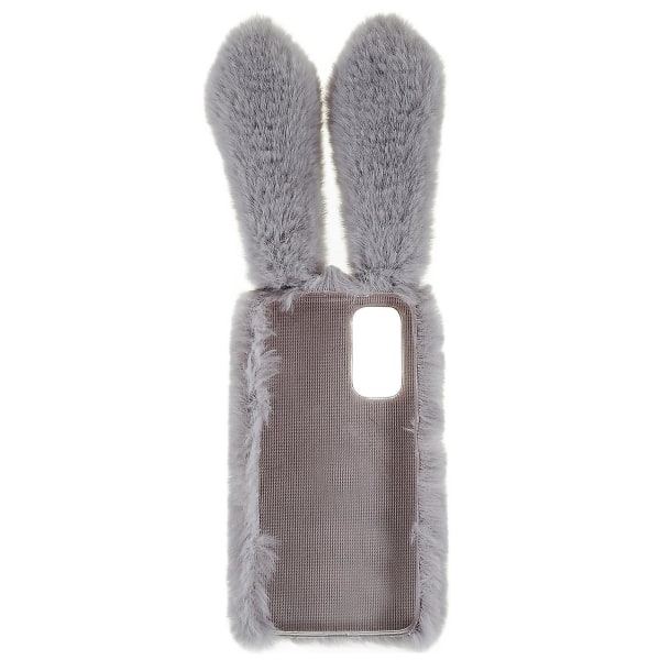 För Xiaomi Redmi Note 11 4g (qualcomm) Fuzzy Fluffy Bunny Ear Case Mjuk Plysch Flexibel Tpu Strass Dekor Baksida Light Grey