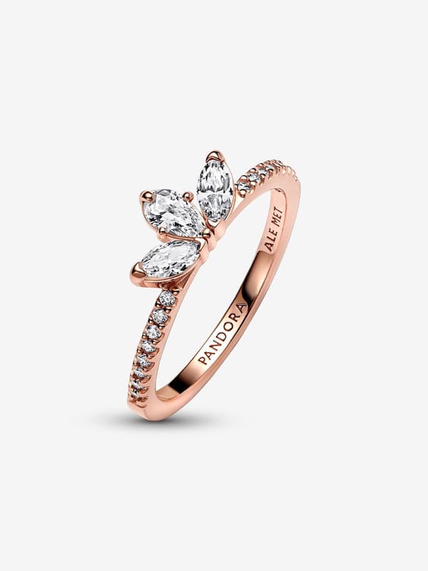 Pandora - Sparkling Herbarium Cluster Ring - 14k roséguldplätering Circumference: 58mm