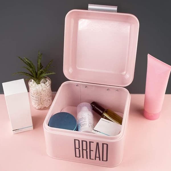 Brødbeholder til bordplade med låg til brød, kager 2,5L Stor kapacitet, Pink