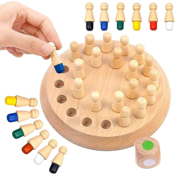 Memory Match Stick Chess, Træspil, Træhukommelsesskak, Hukommelsesskak Træ, Hukommelsesskak Læringsspil, Hukommelsesskak, Bærbart Skak