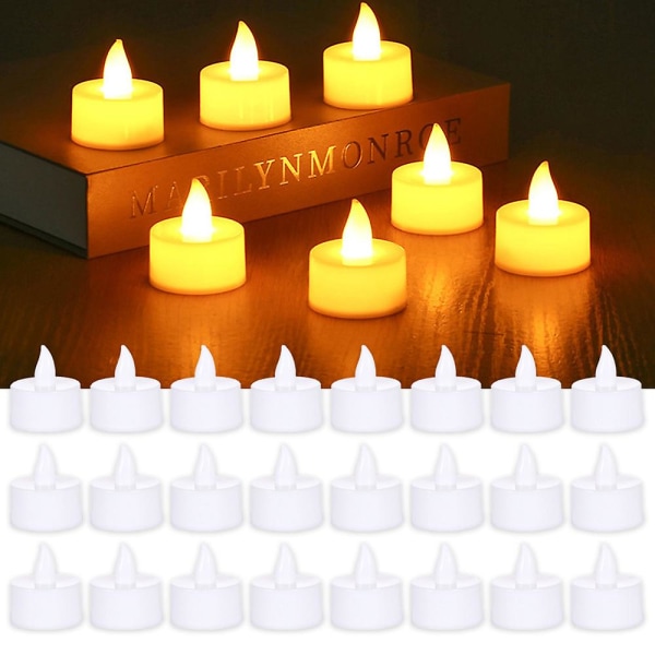 Paristoilla toimivat teevalot – 24 led-teevaloa kynttilät Realistiset ja kirkkaat välkkyvät lomalahjat, liekittomat paristokäyttöiset valot häihin, lomaan, osaan