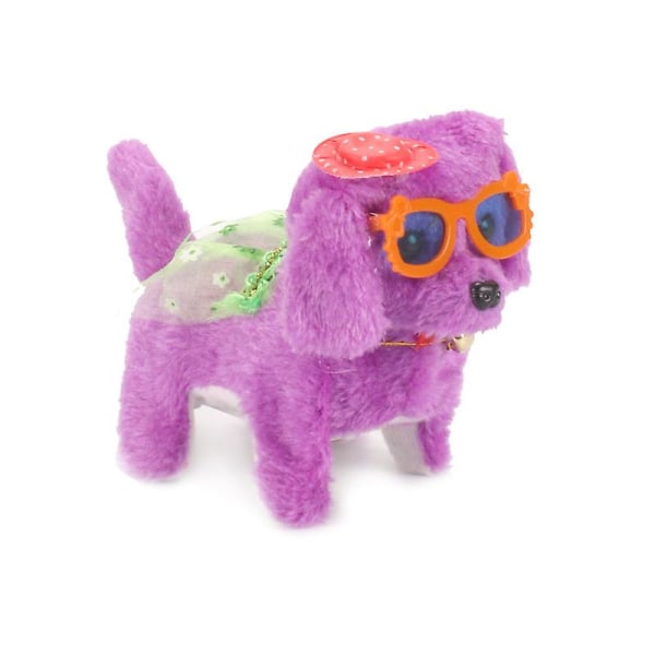 Wabjtam 1stk Walking Toy Dog, Sang, Turgåing, Plysj elektronisk interaktiv hund for barn Jenter Gutter, Realistisk plysj valp Dyrehunder, Lekegave Lilla