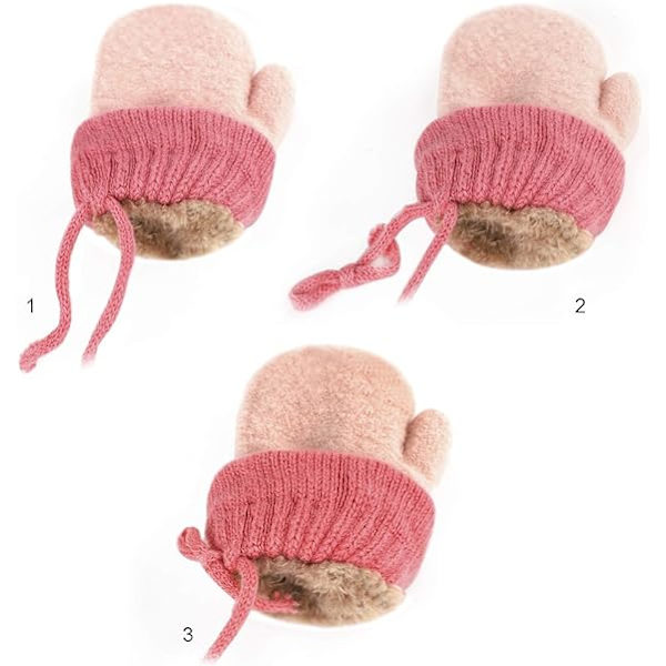 Toddler Magic Stretch Mittens Tjocka Plyschfodrade, Vinter Baby Boys Girls Stickade Vantar Varma Fluffiga Hel Finger Vantar Kallt Väder Skidhandskar