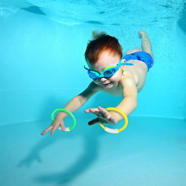 4 st färgglada dykringar för undervattenträning, poolpartyn, simleksaker, barnpoolspel