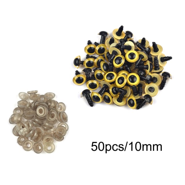 50/100 st 5-20 mm svart plast säkerhetsögon för leksaker Amigurumi gör-det-själv-kit Hantverk Teddybjörn Leksaksöga för docka dekoration Tillbehör 10mm-50pcs-yellow