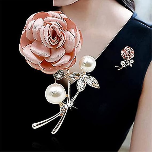 Rose Flower Broche Pins Stof Håndlavet Rose Flower Brocher til Kvinder Mænd Brude Bryllup