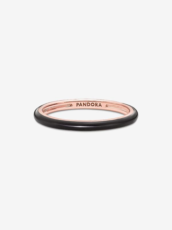 Pandora - P ME Sort Emaljering - 14k roségullforgylling Circumference: 52mm