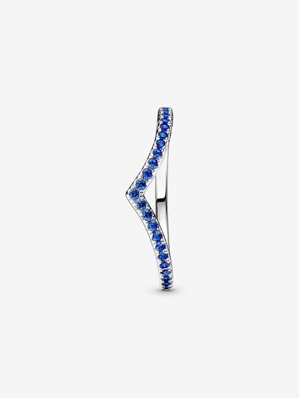 Pandora - P Timeless Wish Sparkling Blue Ring - Sterling sølv Circumference: 52mm