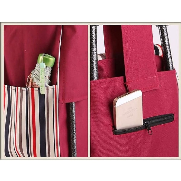 Handlevesker, bærbar sammenleggbar erstatningspose Vanntett 40l Oxford Canvas Handlevogn Backup-vognposer, gjenbrukbar reservepose, 32 * 20 * 56 cm (rød
