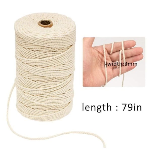 3 mm x 200 m bomullsnor for veggmontert drømmefanger - bibibobi 407