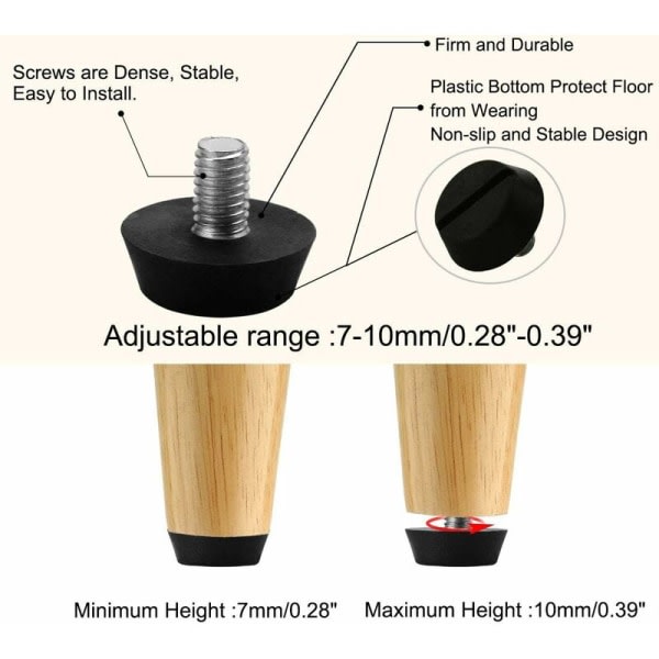 16 justerbare møbelføtter Nivellering Glider Base Leg Table Cap