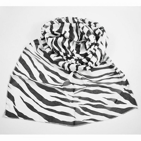 Sodial(r) sort hvid chiffon zebra strimler stribede kvinder sjal tørklæder wrap pashmina gave