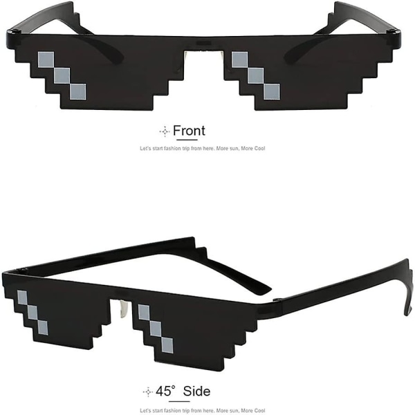[3 Pack] Solbriller, Solbriller Herre Dame 8 Bit Glass Pixel Mosaic Rekvisitter Unisex solbriller - Svart