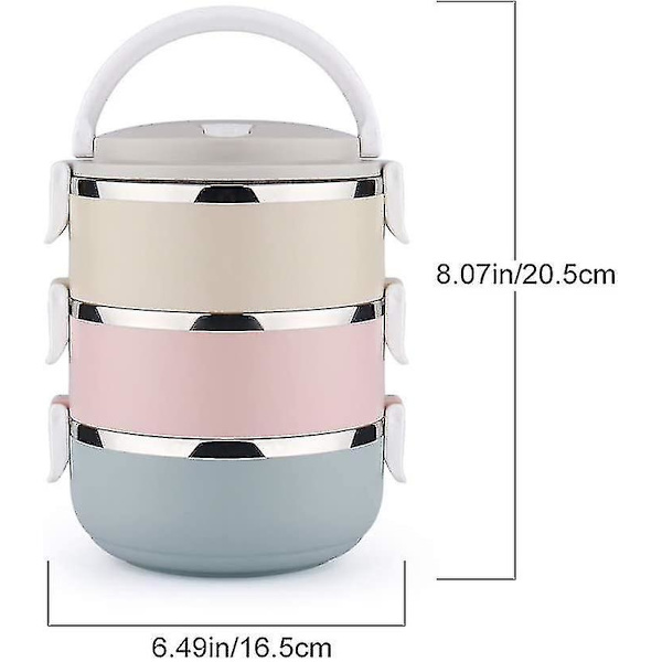 Rostfritt Stål Lunchbox 3 Lager Stapelbar Läcksäker Termisk Bento Boxar För Barn Vuxna Bärbar Matbehållare För Skola Kontor Arbete Hem Picknick