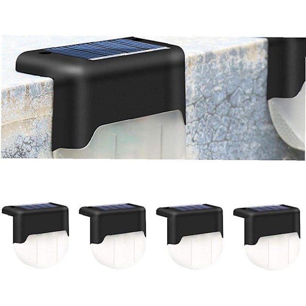 Solcellsbelysning för broar Utomhus Scenbelysning LED-lampa Solcellsstaketbelysning för trädgård Trädgård Vit Svart Skal 4st