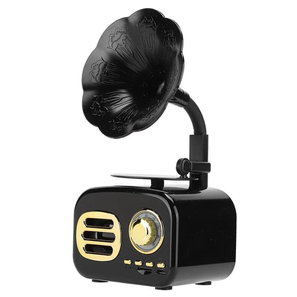 Mini Retro Bluetooth Smart Højttaler Bærbar Højttaler Musikafspiller til Stationær Computer Bærbar Sort