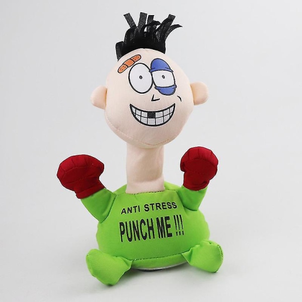 Kreativ morsom elektrisk plysjleke Punch Me Doll Morsomme følelser Anti-stress Vent Green