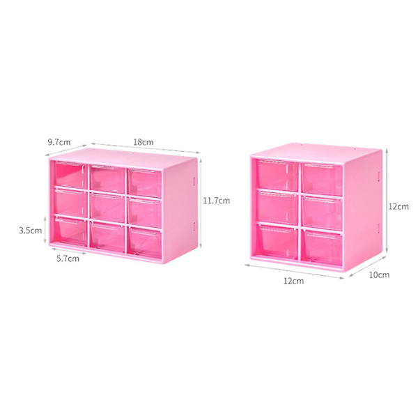 9/6 Skuffer Mini Skrivebordsarrangør i Plastik til Kontor Hjemmeværelse pink B 6 drawers