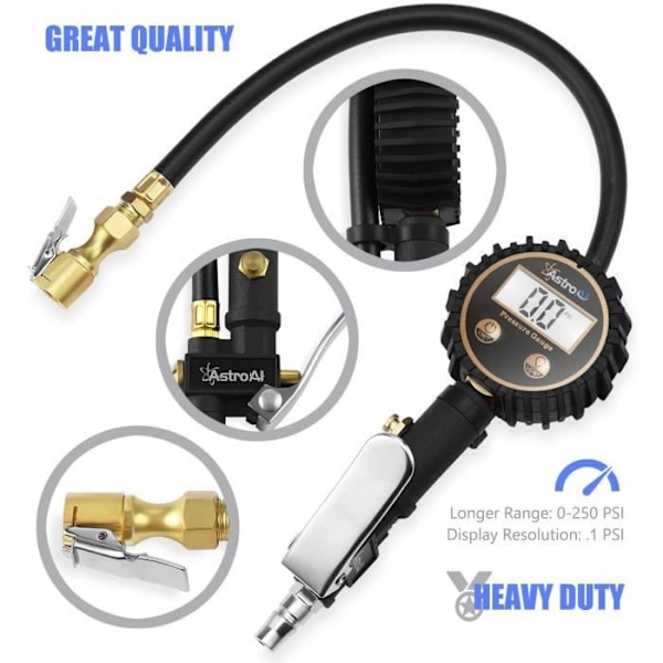 Rengaspainemittari - Auto - 200Psi - LCD-näyttö - 4 paineyksikköä - Alue 3-200PSI