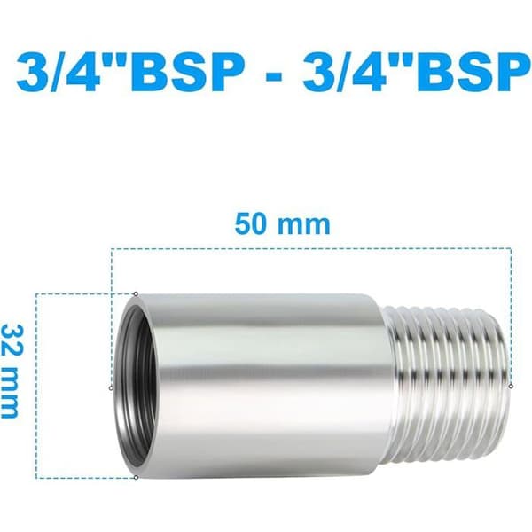 2 stk. 50 mm 3/4\" hun x 3/4\" han BSP nippel støbt rør 304 rustfrit stål rørfittings