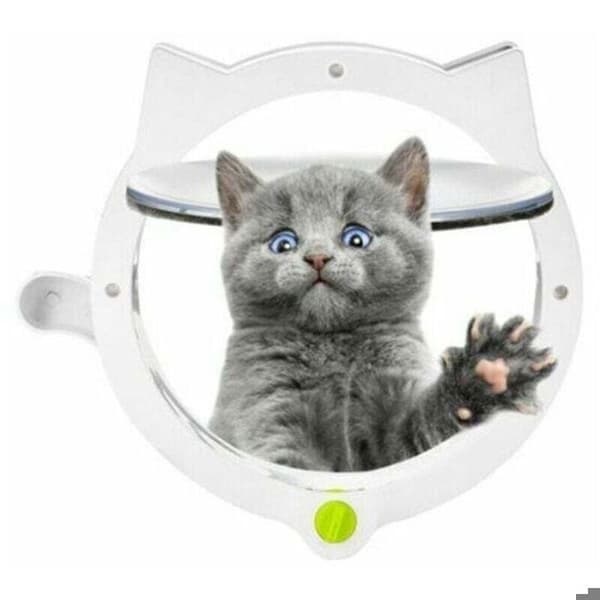 Flip katt- og hundeluke, automatisk åpning, hvit