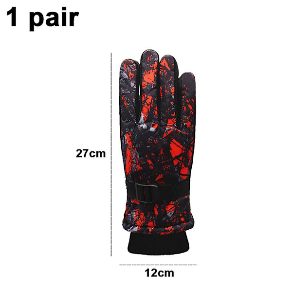 Vinter skidhandskar Vattentäta Vindtäta Snöhandskar Unisex Foder Varma handskar Red