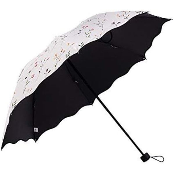 Taitettava sateenvarjo, UV-suojattu aurinkovarjo Naisten päivänvarjot Tuulenpitävä Kompakti Sateenvarjo Käsilaukku Tasku Naisten Ulkoilu Patikointi Rantasateenvarjo Auringonvarjot